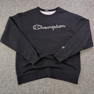 Champion Men’s Crewneck Black Sz XL Embroidered Logo Activewear Fall Winter
